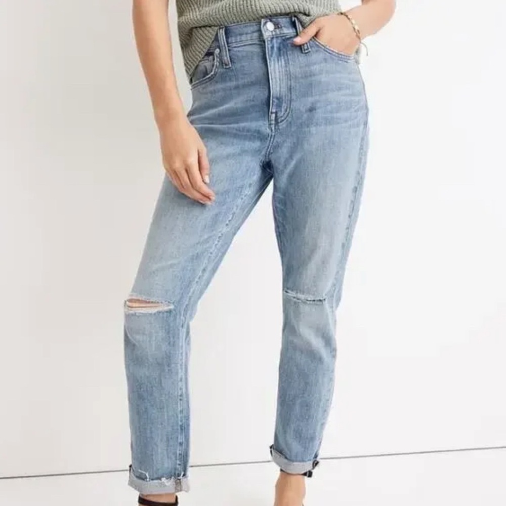 Madewell Jeans High Rise Slim Boyfriend Crop Destroyed Knees Size 31